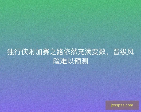 独行侠附加赛之路依然充满变数，晋级风险难以预测